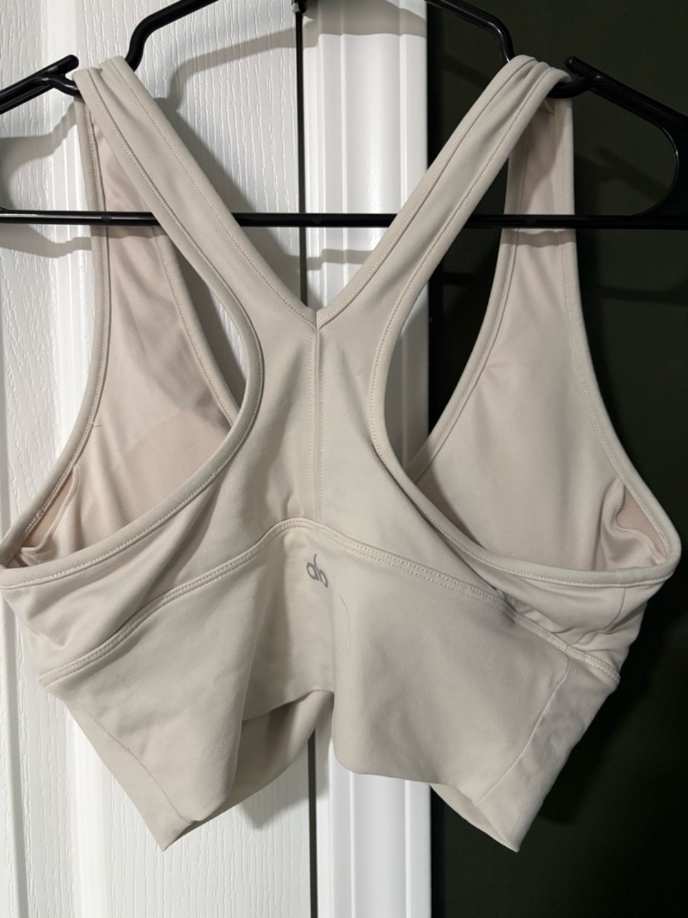 Cream Grey Alo Yoga V-Neck Sports Bra - Picture 2 of 3